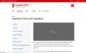 screen shot of sample theme called classic content with left sidebar