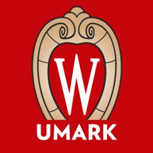 Square icon with UW-Madison crest on red background with word "UMARK"