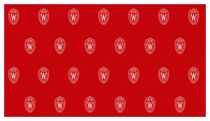 Many white UW crests on red background