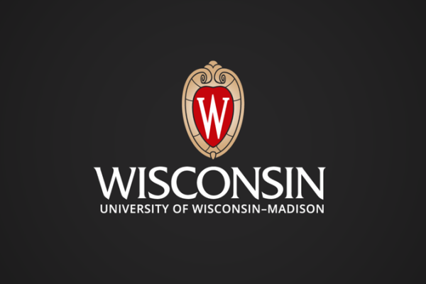 UW Madison full color logo on a dark gray background