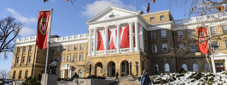 Bascom Hall pillars and banner