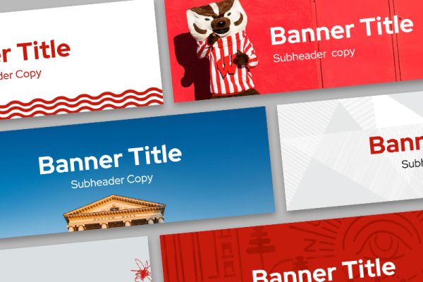 Collection of sample email banners containing placeholder text and images