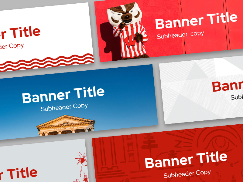 Collection of sample email banners containing placeholder text and images