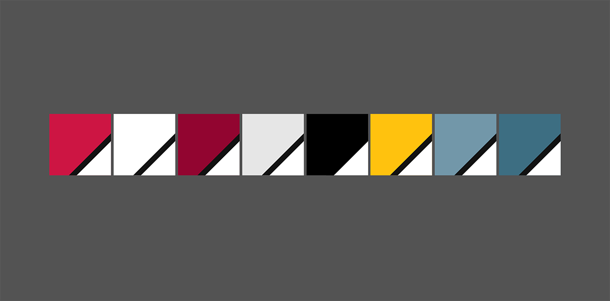 UW print color swatches in a row against gray background.