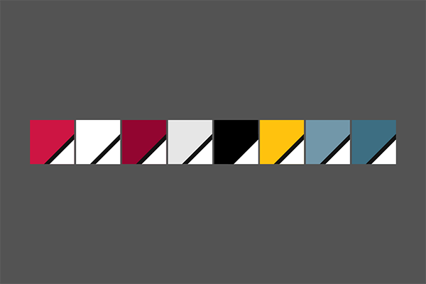 UW print color swatches in a row against gray background.