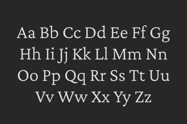 Sample alphabet in Crimson Pro font