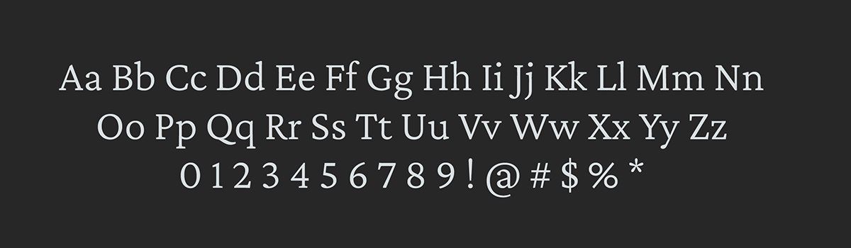 Sample alphabet in Crimson Pro font