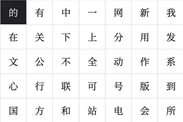 Chinese characters shown in Noto Serif Simplified Chinese font
