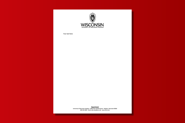 Sheet of letterhead on a red gradient background
