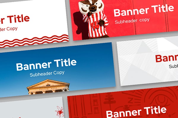 Collection of sample email banners containing placeholder text and images.