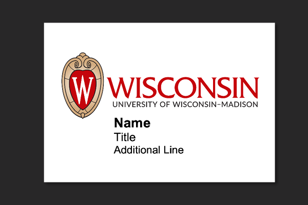 Example of a name badge with UW full logo
