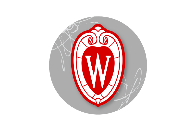 Circular social avatar featuring UW crest on light gray background with white squiggly lines