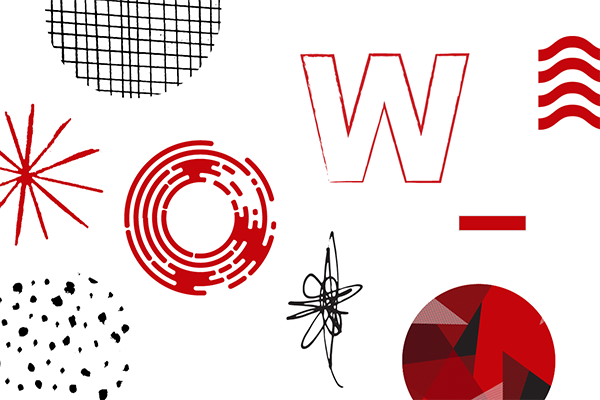 Variety of graphic elements on white background.