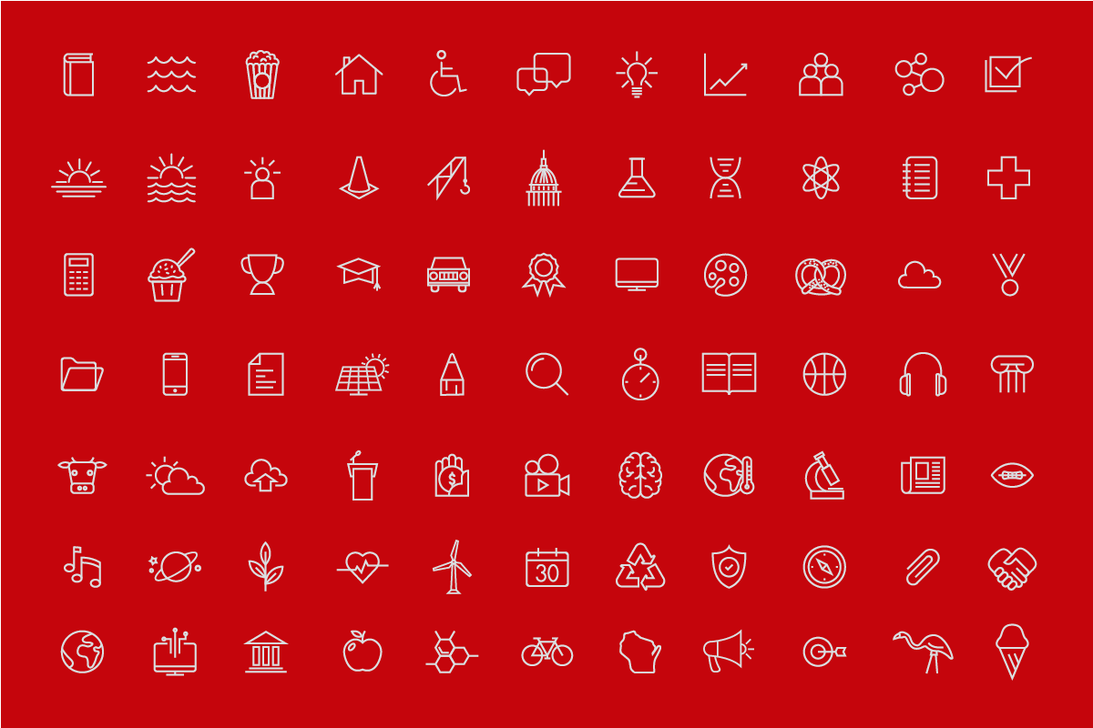 icons on a red background