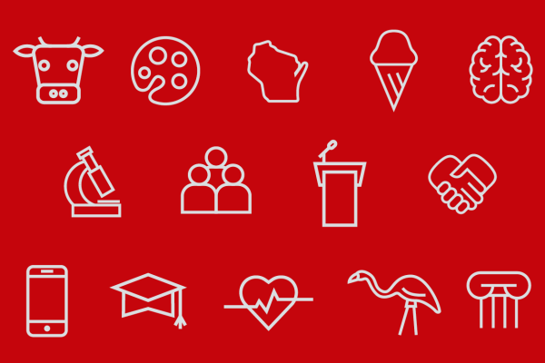 icons on red background