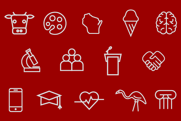 icons on dark red background