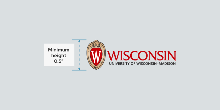 UW–Madison logo showing guides for minimum logo size