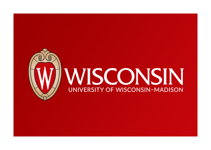 Horizontal W crest logo in full color with white, reversed Wisconsin for web/digital use.