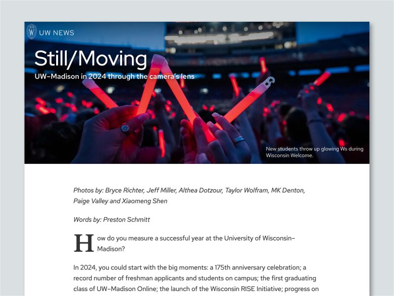 Screenshot of the "Still/Moving" photo essay homepage