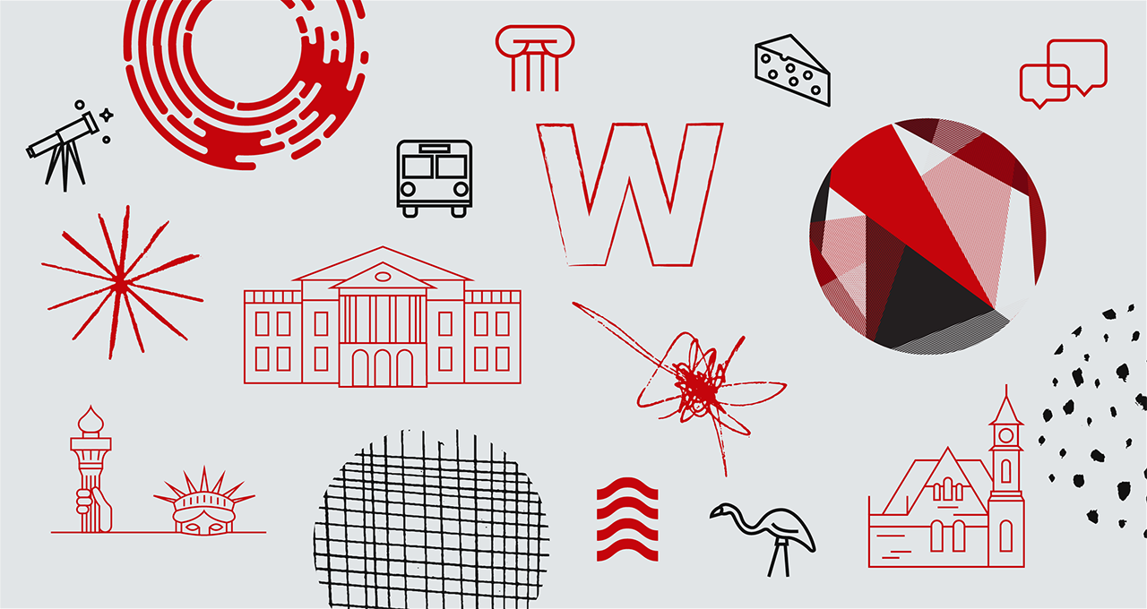 Variety of graphics on light gray background
