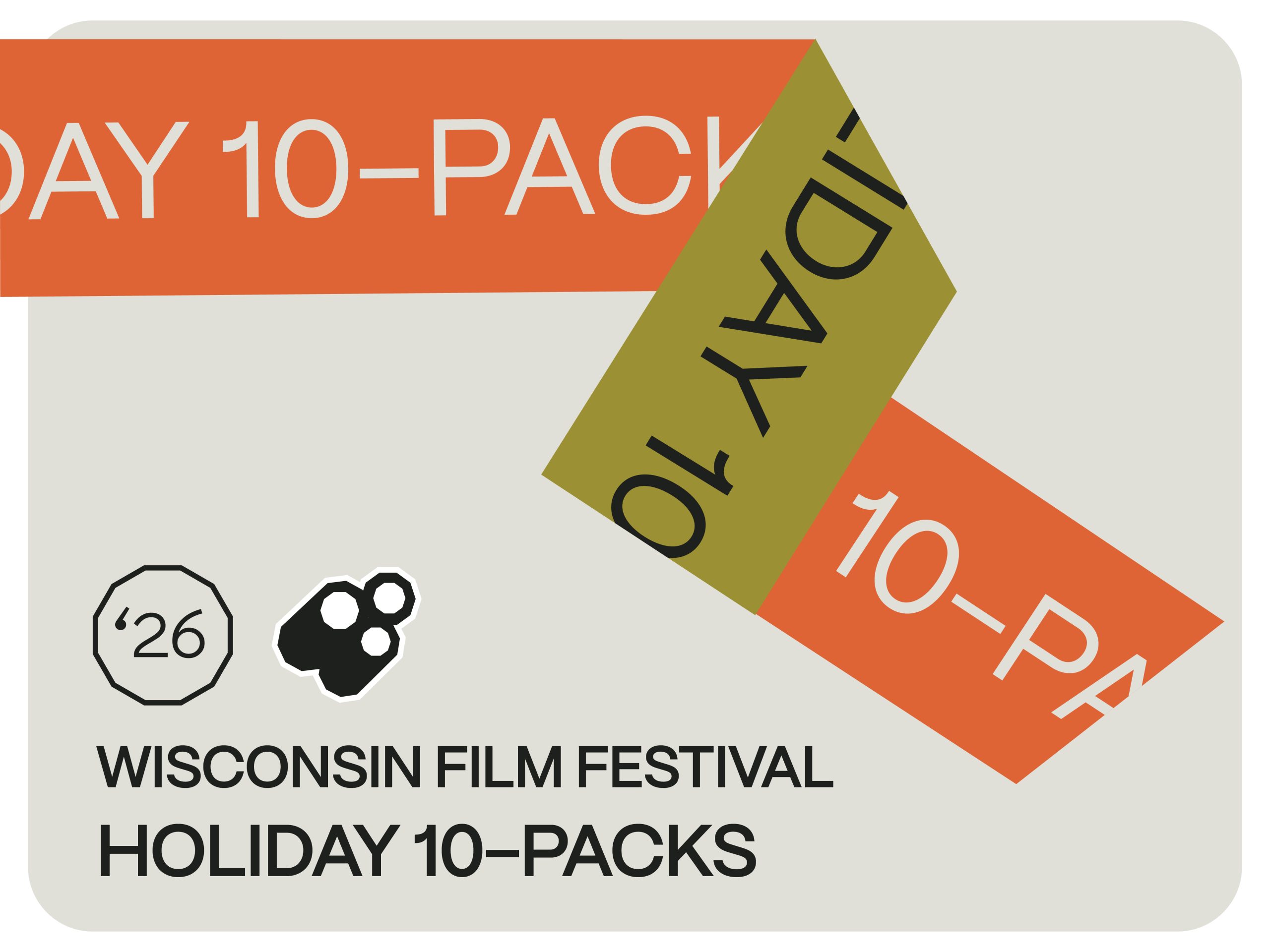 Promotional graphic for Wisconsin Film Festival Holiday 10-Packs.