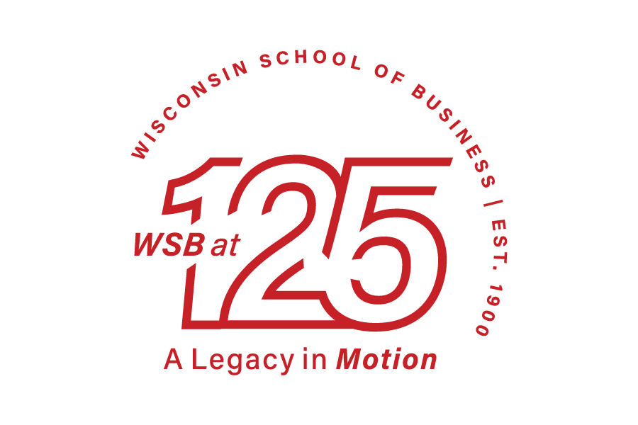 Final version of the Wisconsin School of Business's 125th Anniversary logo