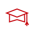 Red graduation cap icon