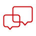 Two red message bubble icons