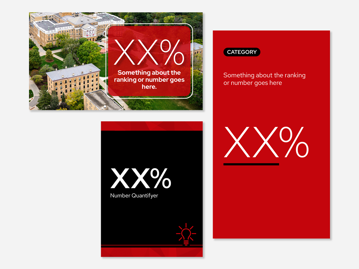 Collection of three social media template images with placeholder copy for number-related social posts