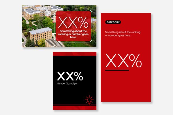 Collection of three social media template images with placeholder copy for number-related social posts