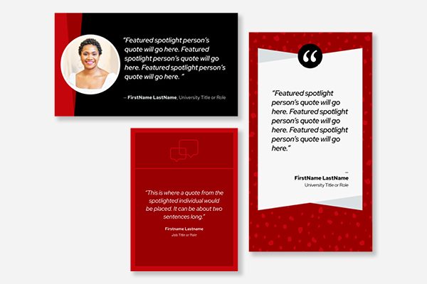 Collection of three social media template images with placeholder copy for spotlight-related social posts