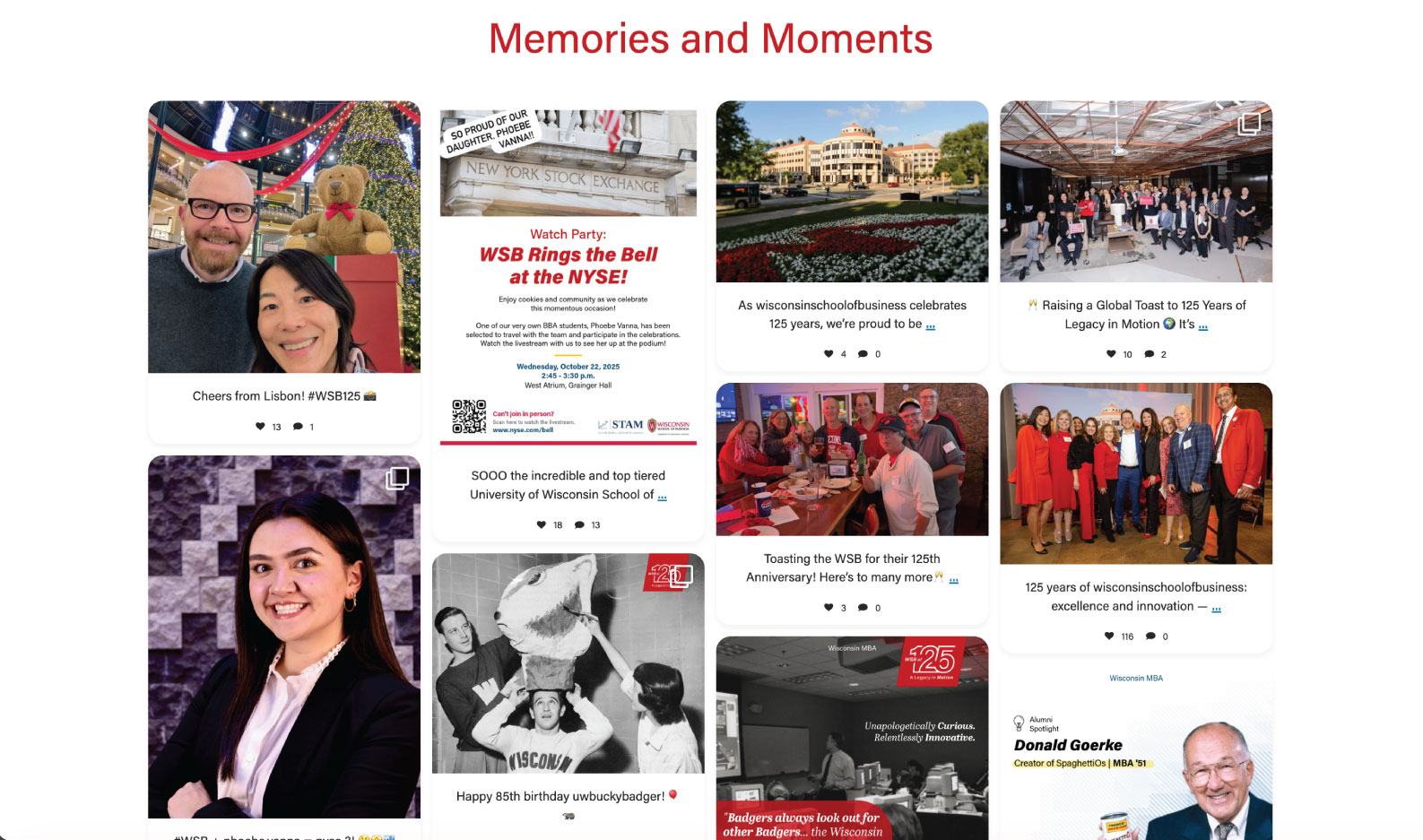 Website showing posts from social media
