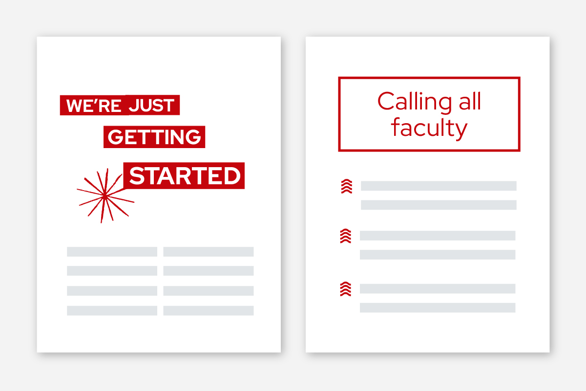 Two graphics showing UW–Madison brand elements in use