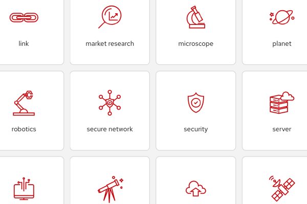 A grid of red line icons.